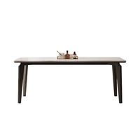 Mesa de Comedor, Diseño Francés en Madera Color Crema, Personalización Disponible, Juego de Mesa de Comedor de Madera con Sillas Modernas de Pizarra