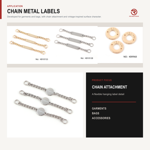 3D Embossed Eco-Friendly <b>Chain</b> Metal Labels with Laser Cut Edge Vintage Style for Clothing and Handbags - Product Image 2