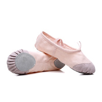 Chaussons de ballet souples pour enfants et femmes, dessus en toile de coton, semelle extérieure en cuir, chaussons de danse pour la pratique et l'entraînement, chaussons de ballet à motif patte de chat