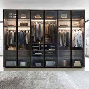 Australia High Gloss White Lacquer Sliding Door <b>Wardrobe</b> Folding Door Glasses Door Walk in Closet - Product Image 2