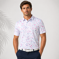 Polo de golf pour homme, imprimé abstrait effet éclaboussures de peinture, respirant, léger, à séchage rapide, anti-humidité, logo personnalisé