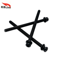 Vis à tête cylindrique Phillips en acier oxydé noir SEMS M3 M4 M5 M6, vis combinée avec assemblage de rondelle à ressort et de rondelle plate