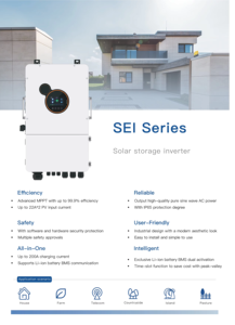ระบบพลังงานแสงอาทิตย์สำหรับบ้าน 12Kva Hybrid Solar Split Phase 8kw 10kw SEI-8-12K-UP 48v พร้อม MPPT WiFi และการสื่อสารผ่าน USB รุ่น SEI-12K-UP - Product Image 4