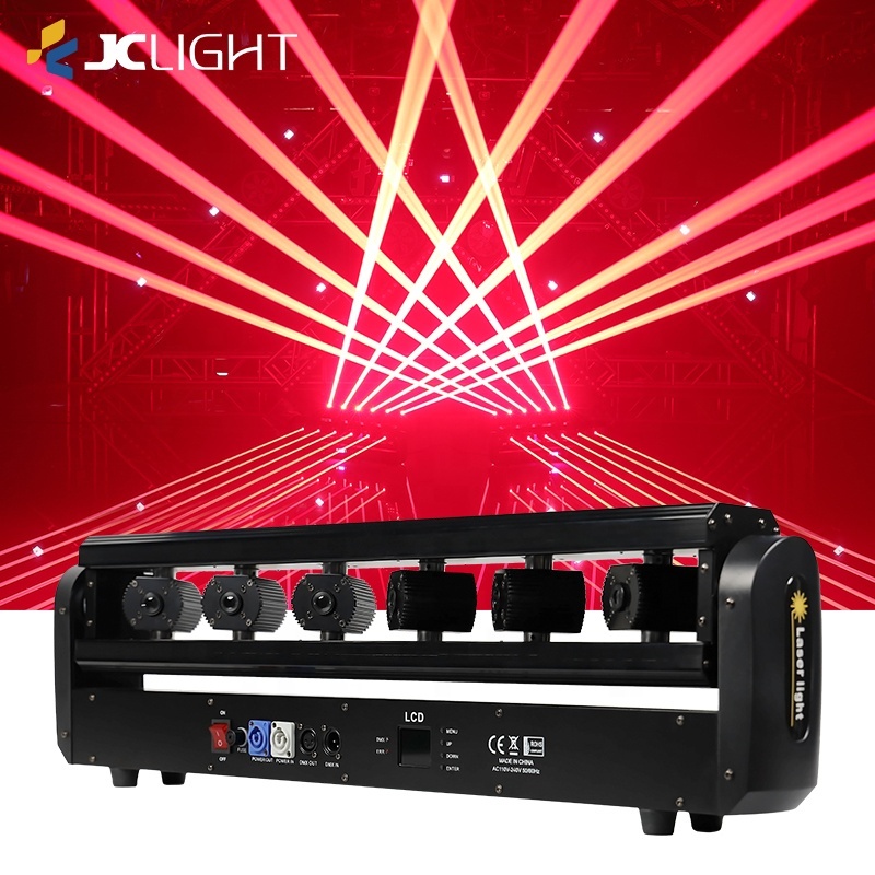 Professional Lazer Beam Dj Stage 300MW Red Dmx 6 Eyes Laser Light Moving Head Scan Laser Bar Lights