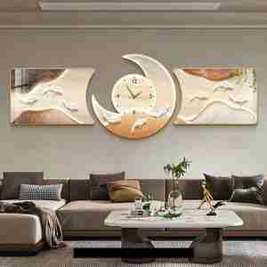 <span class=keywords><strong>Peinture</strong></span> murale décorative de luxe <span class=keywords><strong>moderne</strong></span> en <span class=keywords><strong>triptyque</strong></span> personnalisée, horloge murale pour chambre à coucher, <span class=keywords><strong>peinture</strong></span> murale suspendue - Product Image 5