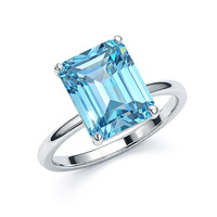 Bijoux fins, bague de fiançailles en argent sterling 925, bague saphir bleu vert, bagues en zircon cubique pour femmes, cadeaux