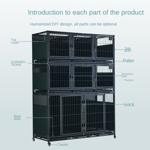 Cages d'isolation pour animaux de compagnie à bouton solide de Style classique commercial en acier inoxydable respirant pour les magasins de toilettage pour animaux de compagnie - Product Image 2