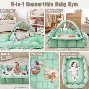 Alfombrillas de Juego para Bebés, Alfombrilla de Peluche Gruesa para el Tiempo Boca Abajo con 5 Juguetes, Centro de Actividades para Bebés Grandes, Regalo para Recién Nacidos - Product Image 2