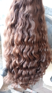 Cheveux humains bruts non traités Remy de temple, en vrac, provenant d'usine d'Inde du Sud, d'un seul donneur, écologiques, lisses, ondulés, bouclés, colorés à la machine - Product Image 6