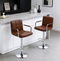 Chaise de bar pivotante à dossier ergonomique en cuir avec repose-pieds, réglable en hauteur, tabouret de bar, chaise haute - Meilleures ventes