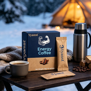 Café Instantáneo Tostado Botánico Mixto 10g*10 Sobres, Caja de Papel Kraft Azul Marino con Diseño de Granos de Café, para Camping al Aire Libre, OEM, Venta al por Mayor - Product Image 6