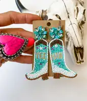Botas de vaquero decorativas para mujer, con cuentas pendientes de semillas, joyería hecha a mano, novedad de 2022