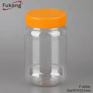 450ml Nuts Clear Wide Mouth Food Bottle Transparent Plastic Jars With Screw Lid
