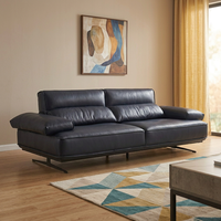 Canapé d'angle moderne en cuir pleine fleur de 3,6 m pour appartement, avec pieds en acier inoxydable, mobilier italien