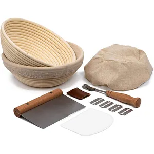 9/10in Brot Banne ton Proof ing Basket Natürlicher Rattan Sauerteig Proof ing Basket Brots chale mit Stoff Liner Dough Rising Backen