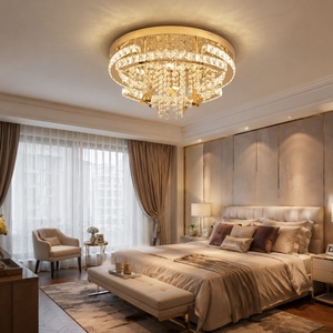 In Stock Modern Elegant Stainless Steel <b>LED</b> Double Layer <b>Crystal</b> <b>Ceiling</b> <b>Light</b> Changeable 3 Colors for Villa Apartment Hotel - Product Image 4