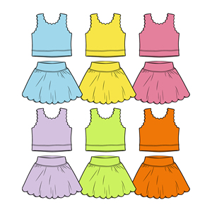 Kids Girls Sleeveless Scallop Vest <strong>Skirt</strong> Custom Color Sportswear Yoga Set Wholesale Fashion Summer Girls Gym Sets - Product Image 4