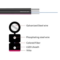 Cable de Fibra Óptica para Exteriores con Mensajero de Acero, 1/2/6 Núcleos, G657A2, Cable de Fibra Óptica FTTH