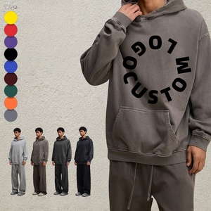 <span class=keywords><strong>2026</strong></span> Schwerer Retro-Wachsdruck-Hoodie mit Wasserwaschung, individuellem Logo-Muster, lockerer Passform, Vintage-Streetwear, bequemer Blanko-Sweatshirt - Product Image 2