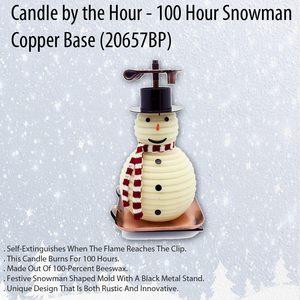 Bougie par heure, bougie bonhomme de neige de 100 heures, base en cuivre, cire d'abeille naturelle écologique avec mèche en coton - Product Image 2
