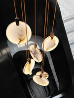 Lustre LED en marbre Liangte 2026, éclairage 360°, garantie 5 ans - Design moderne, suspension en albâtre pour salon
