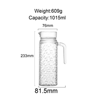 Offre Spéciale Pichet à thé à jus résistant à la chaleur avec couvercle de carafe de grande capacité Bouilloires à café 1L Bouilloire à eau froide en verre