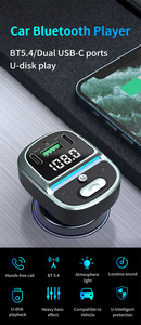 Reproductor MP3 Bluetooth para Auto, Cargador Rápido para Auto con Doble USB-C, Kit de Manos Libres, Transmisor FM Inalámbrico, <span class=keywords><strong>Modulador</strong></span> para Auto - Product Image 2