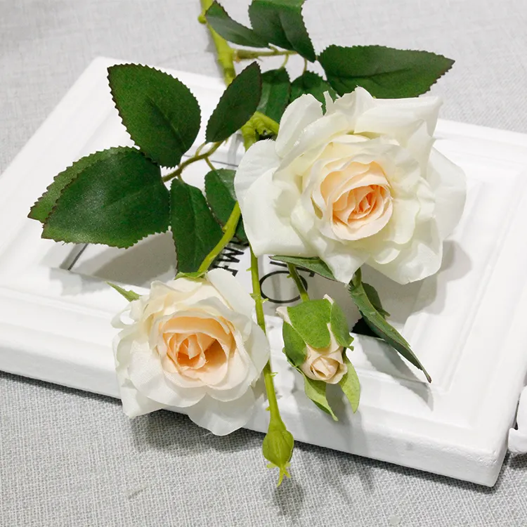 Cheap Wholesale Artificial Flower White Rose Silk Wedding Decor Rose Wedding Flower