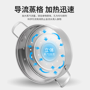 Olla vaporera multicapa de acero inoxidable de 3 niveles, engrosada, para cocinas de gas e inducción. - Product Image 5