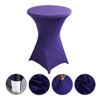 Housse de table haute ronde extensible réutilisable, durable et lavable pour cocktail, mariage, banquet, en mélange polyester-spandex, ajustement élastique