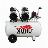 Compresseur d'air à piston silencieux portable sans huile 1500W 2HP 50 litres avec moteur à 4 cylindres 1400 tr/min
