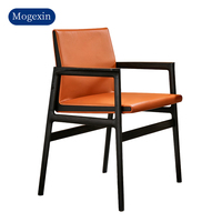 Chaises de salle à manger modernes en bois noir de qualité supérieure, confortables, avec revêtement en cuir orange, pour restaurant, café, salon et chambre à coucher