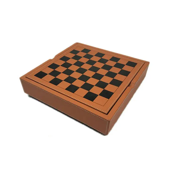 Personalizado de cuero de la PU de tablero de <span class=keywords><strong>ajedrez</strong></span> caja de 2 en 1 Juego de Checker piezas