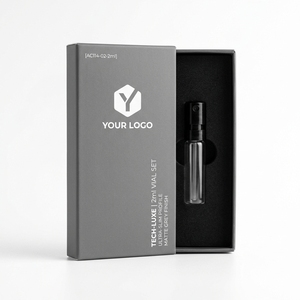 Elite <b>Secure</b>-Single Tech-Luxe Minimalist Vial <b>Box</b> Matte Charcoal Grey with Spot UV & Silver Foil for 2ml 5ml 10ml Peptide Vials - Product Image 3