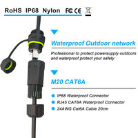 Connecteur RJ45 étanche IP67 M20 femelle-femelle pour câble de panneau extérieur en ABS, câble d'extension pour système d'énergie solaire