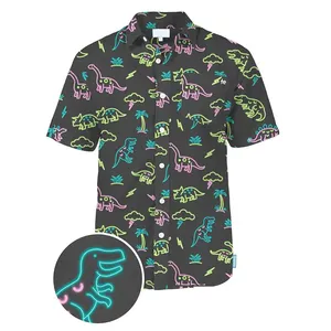 Camisa hawaiana abotonada gráfica con figura abstracta para hombre, ropa informal para hombre con etiqueta privada y vacaciones más nueva al por mayor