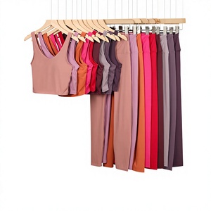 Ensemble <span class=keywords><strong>de</strong></span> sport LLLOGO neuf pièces avec pantalon, soutien-gorge et <span class=keywords><strong>sous</strong></span>-vêtements, tenue <span class=keywords><strong>de</strong></span> yoga pour femme effet seconde peau avec dos élégant - Product Image 2