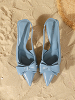 8373-3HMG Sandales Élégantes pour Femme en Cuir Verni à Talon Aiguille et Talon Chat Pointe Design Simple pour Printemps Été Automne