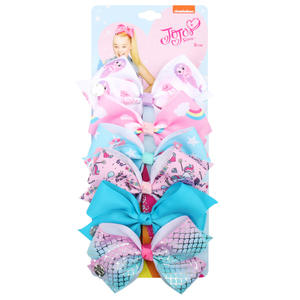 Ensemble de pinces à cheveux en tissu Jojo Bow de 5 pouces, 6 couleurs, une carte, style européen et américain, entièrement fait à la main <span class=keywords><strong>pour</strong></span> <span class=keywords><strong>enfants</strong></span> - Product Image 2