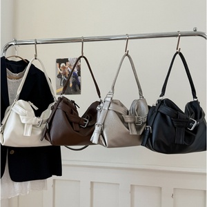 Pochette vintage en cuir PU imperméable pour femmes, grande capacité, deux sangles, fermeture à glissière, sac à main portable - Product Image 4