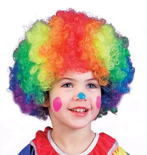 Kostum Badut Pesta Liburan Kipas Sepak Bola Pelangi Wig Anak Dewasa untuk Disco Hippie Cosplay