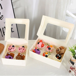 Pasteles de cartón ecológicos pasteles cupcakes pasteles Kraft Blanco marrón comida hornear macaron pastel cajas con ventanas - Product Image 6