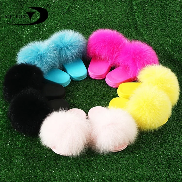 Новый дизайн, Модное детское нижнее белье для девочек из натурального Лисьего меха, тапочки для путешествий; Сезон лето с накладкой поверх каблука; Сандалии с меховой отделкой из натурального меха, шлепанцы без задника с открытыми пальцами