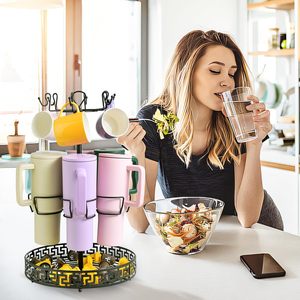 40 oz Tumbler Organizer Rotatable Cup Holder Divider for Kitchen Cabinets Water Bottle Tableware Storage <b>Solution</b> - Product Image 5