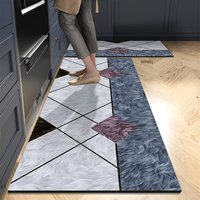 Tapis de sol de cuisine absorbant la boue diatomée géométrique bleue moderne tapis de pied de salle de bain à séchage rapide fabriqué à la machine de haute qualité