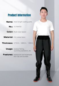 Cuissardes de <span class=keywords><strong>pêche</strong></span> en PVC épaissi avec logo personnalisé, imperméables, pour la <span class=keywords><strong>pêche</strong></span> à la mouche, avec bottes intégrées - Product Image 2