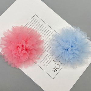 Chiffon Flowers Tulle Pom Poms Hair Accessories Party <b>Decorations</b> For Children Clothing <b>Shoes</b> Hats 8cm Handmade Craft Material - Product Image 4