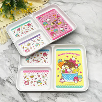 Assiette à manger en mélamine en forme de rectangle de dessin animé créatif pour enfants durable et incassable pour la maternelle à la maison