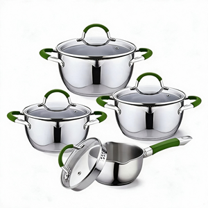 Ensemble d'ustensiles de cuisine en acier inoxydable en gros : Casseroles, faitouts, passoires, couvercles, poignées anti-chaleur, écologiques, style américain, compatibles lave-vaisselle - Product Image 1