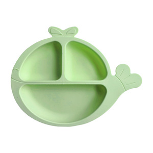 Bandeja de comedor para bebé de gel de sílice, resistente a caídas, con compartimentos divididos, plato de destete, base de succión, sin asas, vajilla infantil para 6 personas - Product Image 1